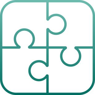 Puzzle piece icon with turquoise gradient