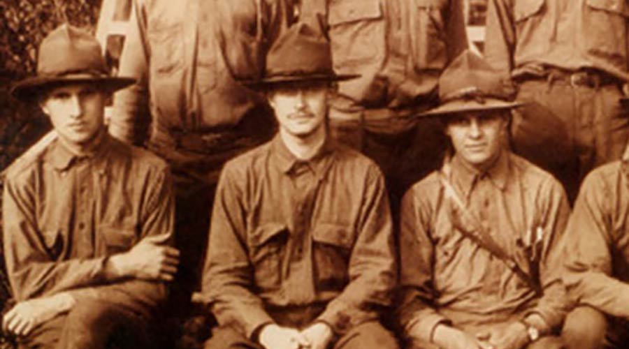 Old photo of soldiers in sepia tone