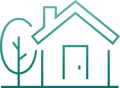 House icon with turquoise gradient